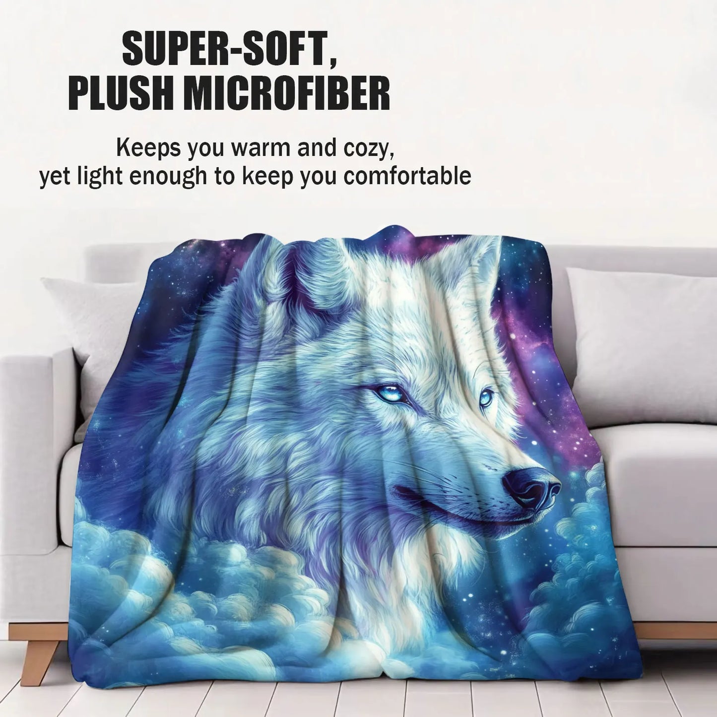 Cosmic Wolf Flannel Blanket - Polyester Coral Fleece Throw