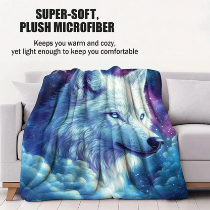 Cosmic Wolf Flannel Blanket - Polyester Coral Fleece Throw