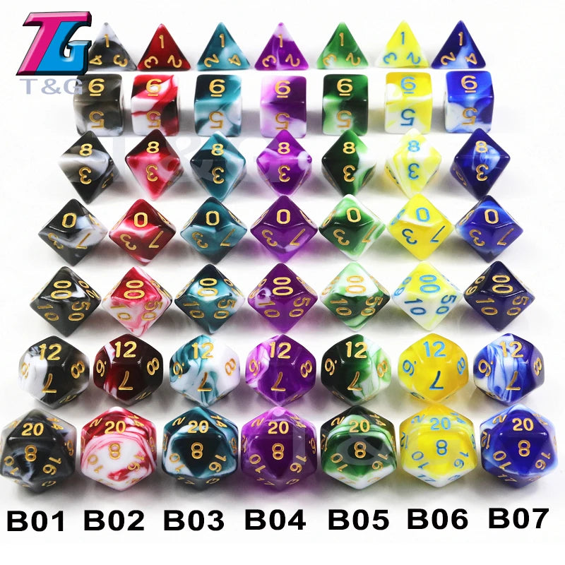 7-Piece Acrylic Polyhedral Dice Set for D&D and RPG Games