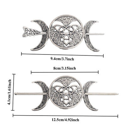 Odin Celtic Knot Crescent Hairpin – Viking Style, Metal Alloy, Silver