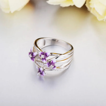 925 Sterling Silver Daisy Flower Zircon Ring for Women