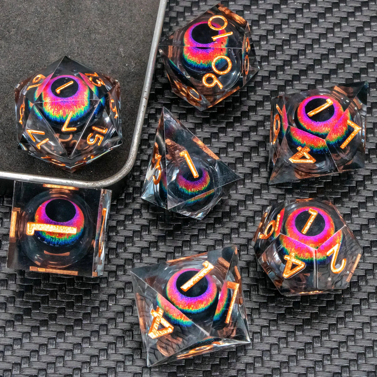 Sharp-Edge Resin Liquid-Core Dice Set for D&D and RPG Games