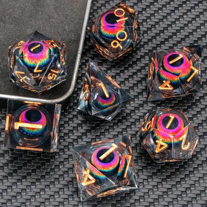 Sharp-Edge Resin Liquid-Core Dice Set for D&D and RPG Games