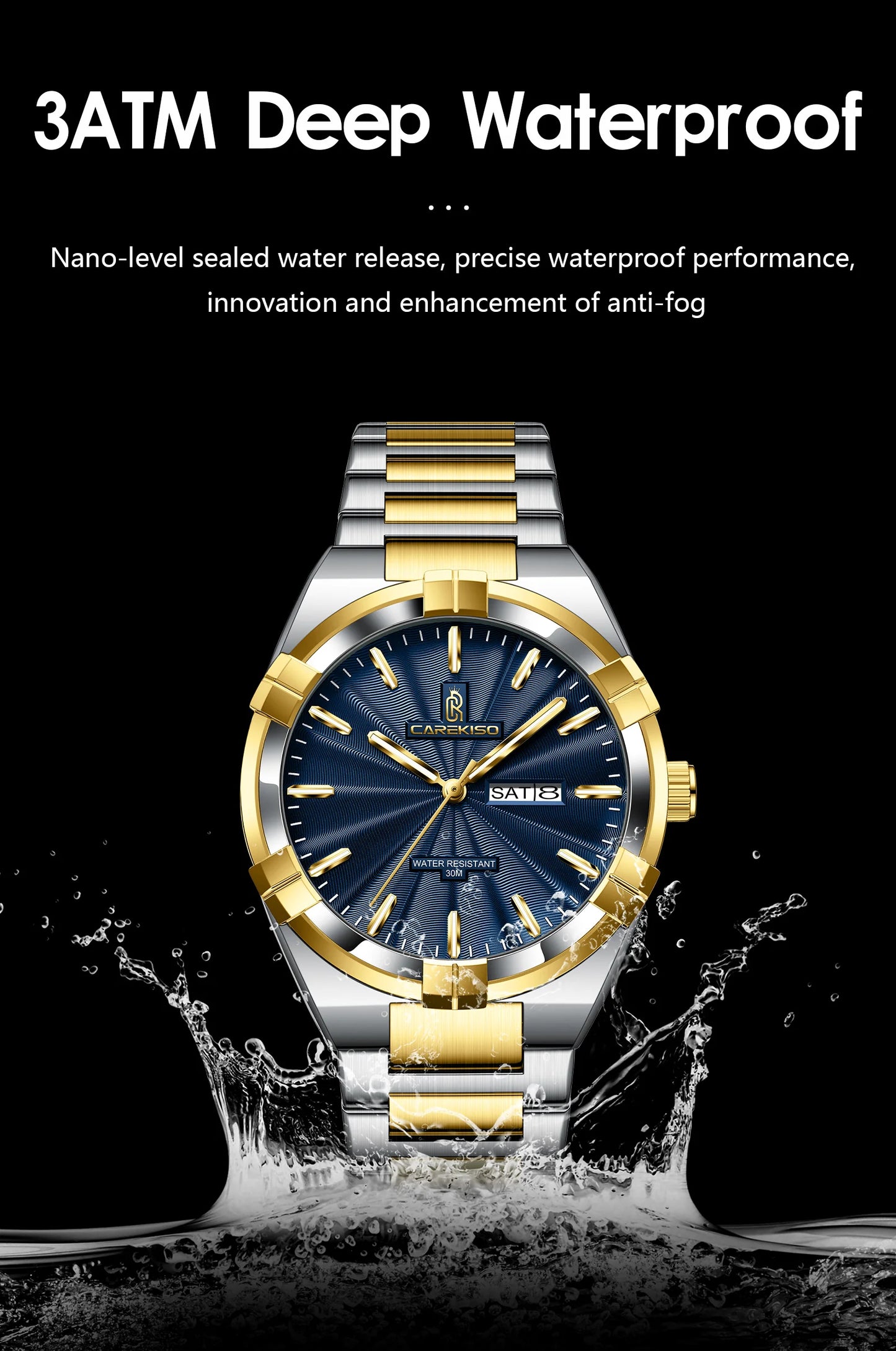 CAREKISO Military Watch - Waterproof Luminous Quartz with Date & Week