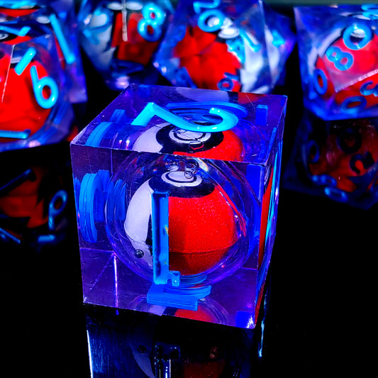 7-Piece Resin DnD Dice Set - Spinning Dragon Eye Core (Light Purple)