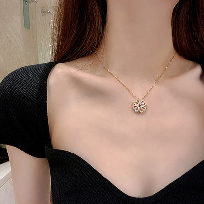 Double Heart Custom Name Necklace - Stainless Steel