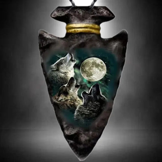 Wolf Triangle Pendant Necklace
