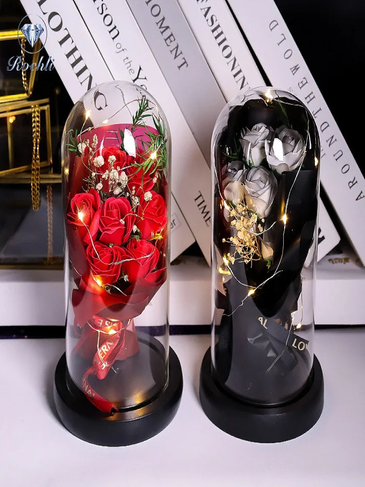 Eternal Rose Glass Dome with LED – Romantic Flower Gift, 6 Colors