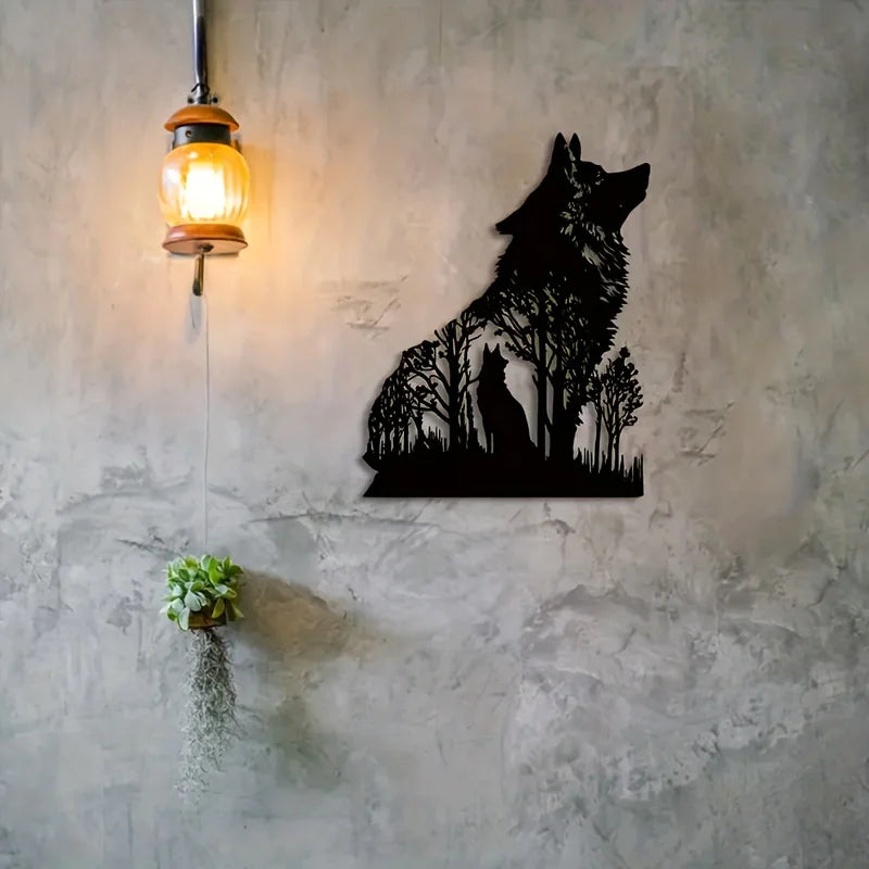 Black Wolf Metal Wall Art - Wall Hanging Decor for Home