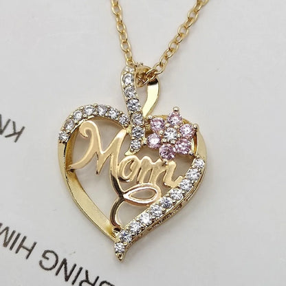 Heart Pendant Necklace – Cubic Zirconia, Copper Chain, 45cm