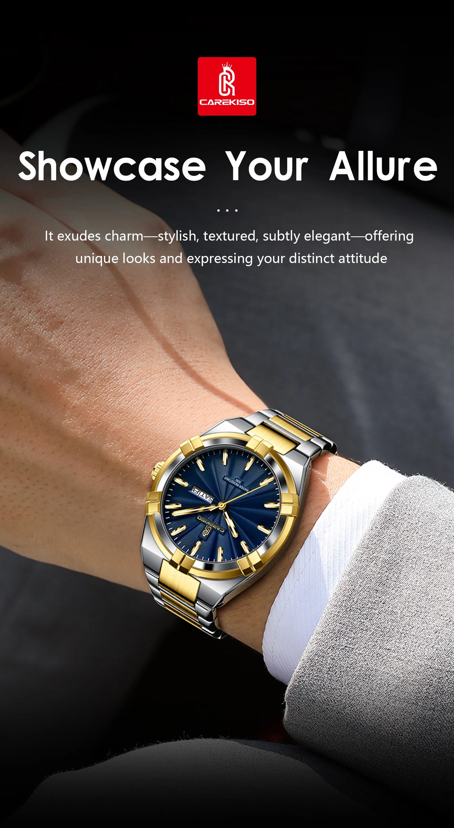 CAREKISO Military Watch - Waterproof Luminous Quartz with Date & Week