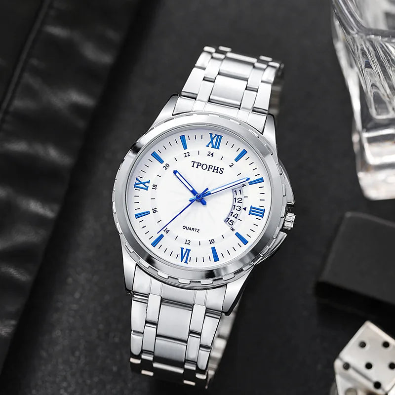Men's Waterproof Quartz Watch - Blue Light Calendar Display