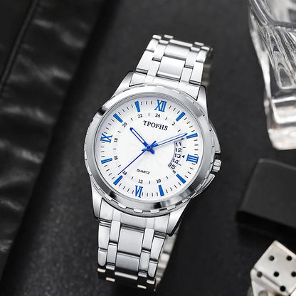 Men's Waterproof Quartz Watch - Blue Light Calendar Display