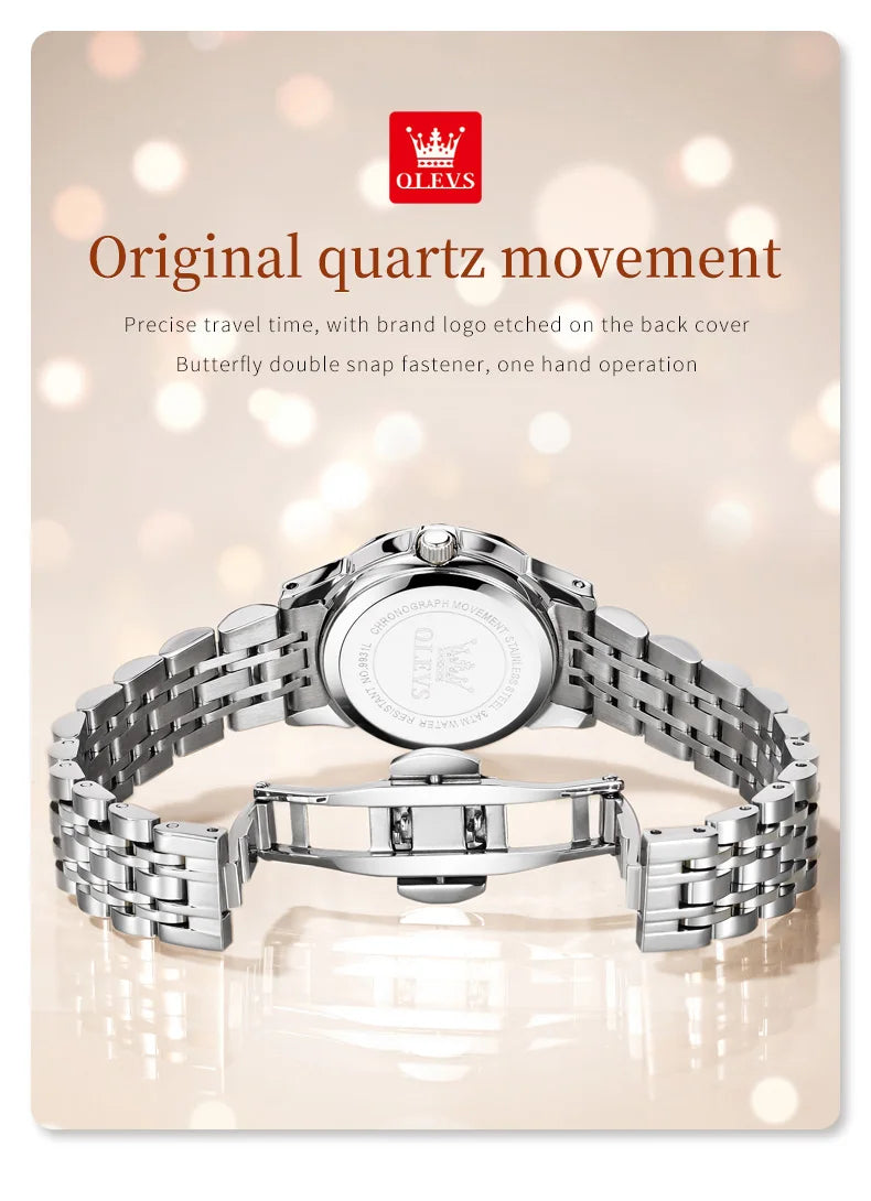OLEVS 9931L Elegant Fashion Watch - Luxury, Waterproof, Stainless Steel, Luminous Date