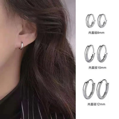 925 Sterling Silver Small Hoop Earrings - 10mm Plain Silver