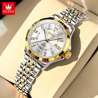 OLEVS 3620 Luxury Diamond Watch - Auto Calendar, Waterproof, Bracelet Set
