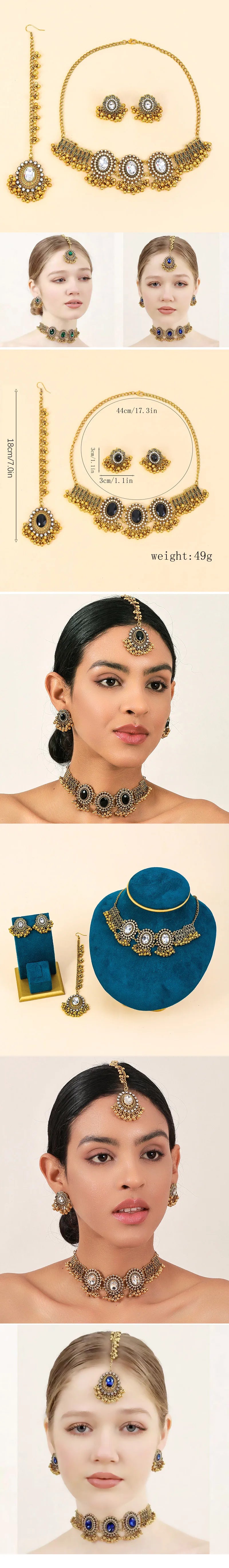Ethnic Jewelry Set - Necklace, Earrings & Headchain