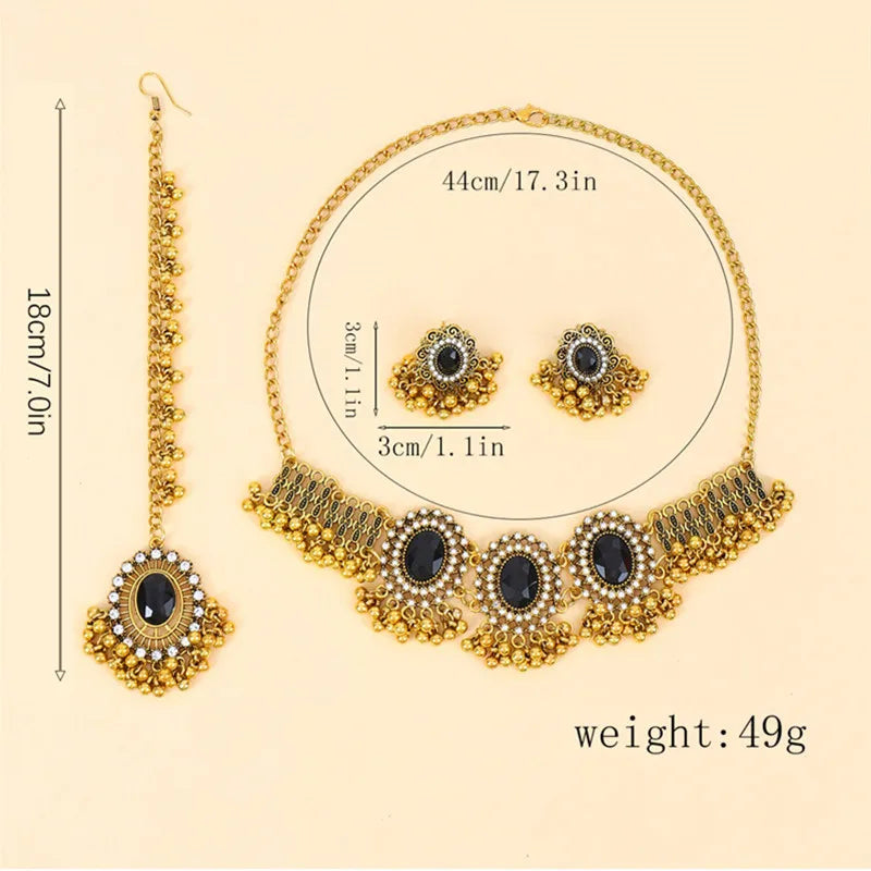 Ethnic Jewelry Set - Necklace, Earrings & Headchain