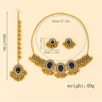 Ethnic Jewelry Set - Necklace, Earrings & Headchain