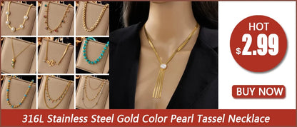 Gold Stainless Steel Chain Necklace & Bracelet Set