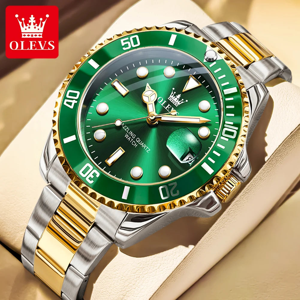 OLEVS 5885 Men's Watch - Original Brand, Waterproof, Stainless Steel, Automatic Date, Gifts