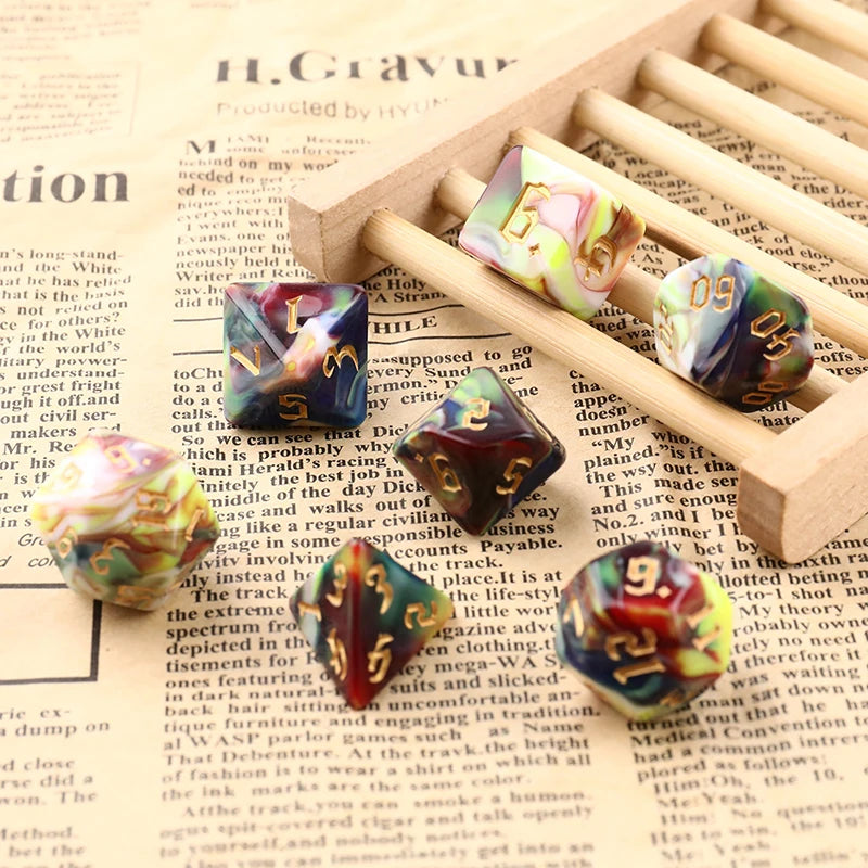7-Piece Two-Tone Acrylic Polyhedral Dice Set for D&D and RPG Games