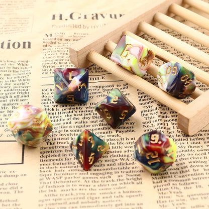 7-Piece Two-Tone Acrylic Polyhedral Dice Set for D&D and RPG Games