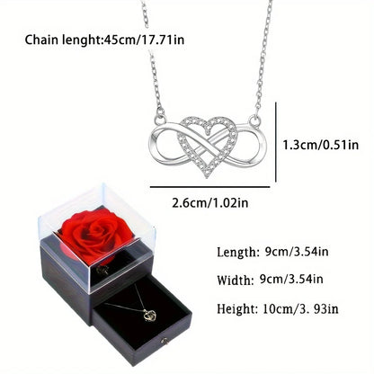 Infinity Heart Necklace - Rose Gift Box Set for Her