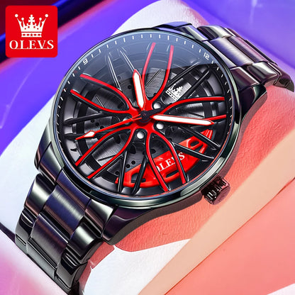 OLEVS 9937 Men's Watch - Fashion, Rotatable Wheel Hub Dial, Waterproof, Luminous, Gifts