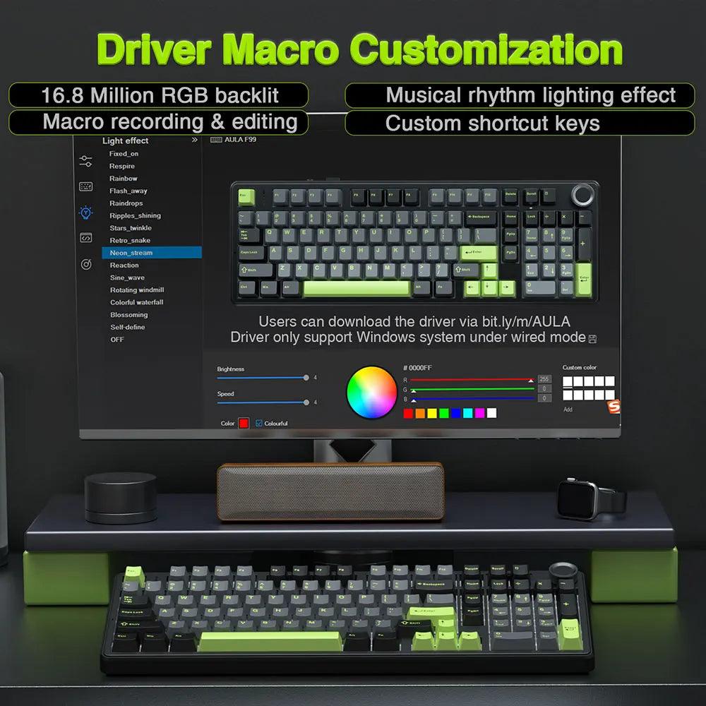 AULA F99PRO Wireless Mechanical Keyboard - Gasket Mount, Hot-Swap, 8000mAh