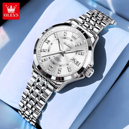 OLEVS 3620 Luxury Diamond Watch - Auto Calendar, Waterproof, Bracelet Set