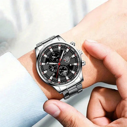 DEYROS Men's Luxury Quartz Watch - Stainless Steel Band, Numberless Dial, Bracelet Clasp