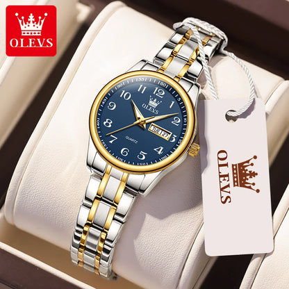 OLEVS 5567 Women's Watch - Fashion, Waterproof, Luminous, Stainless Steel Gold, Luxury Elegant