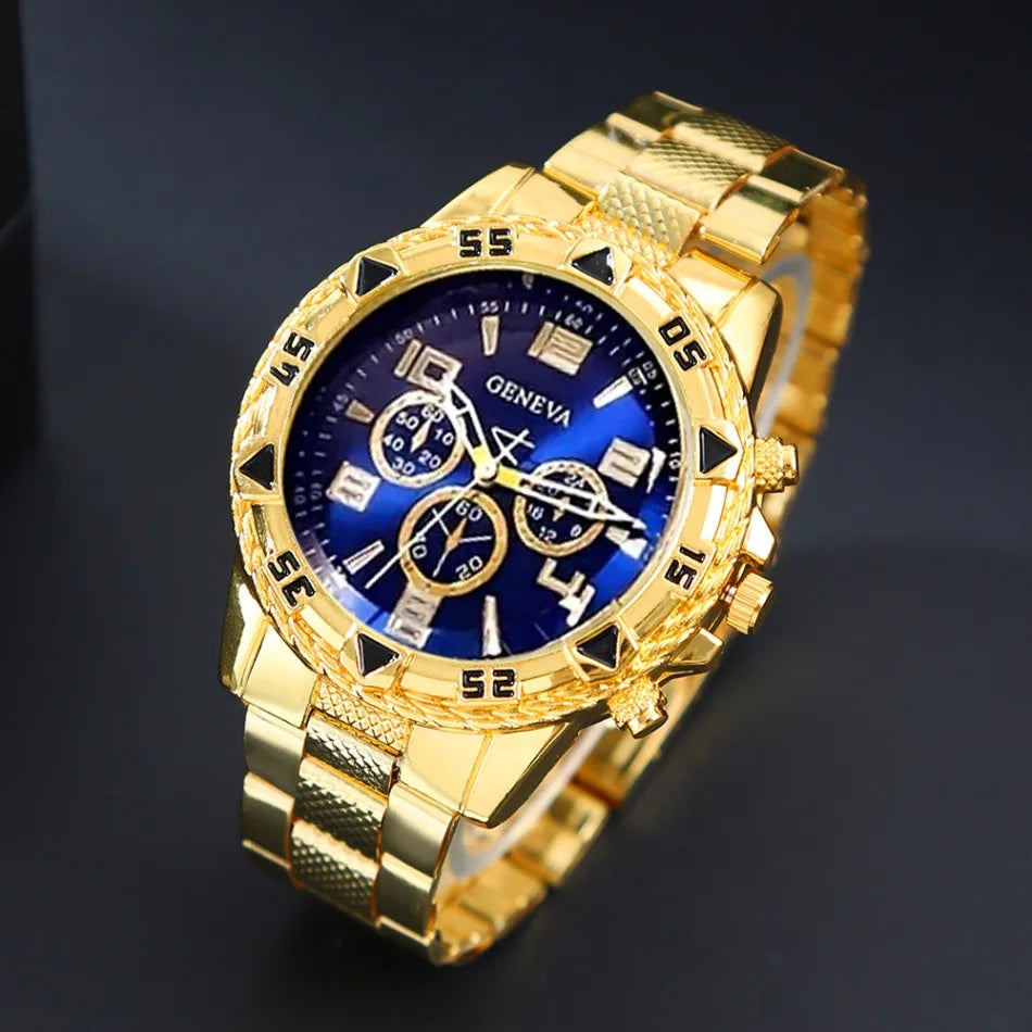DEYROS Men's Classic Quartz Watch - Alloy Band, Numberless Dial, Auto Date, Folding Clasp