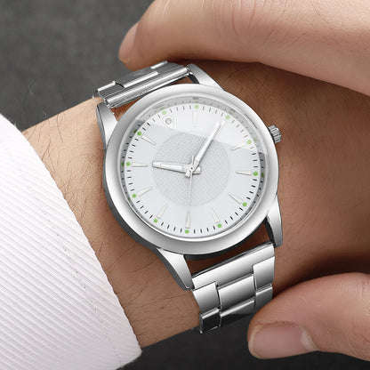 2pcs Couples Quartz Watch Set - Alloy, Numberless Dial, Fashion Casual, No Box
