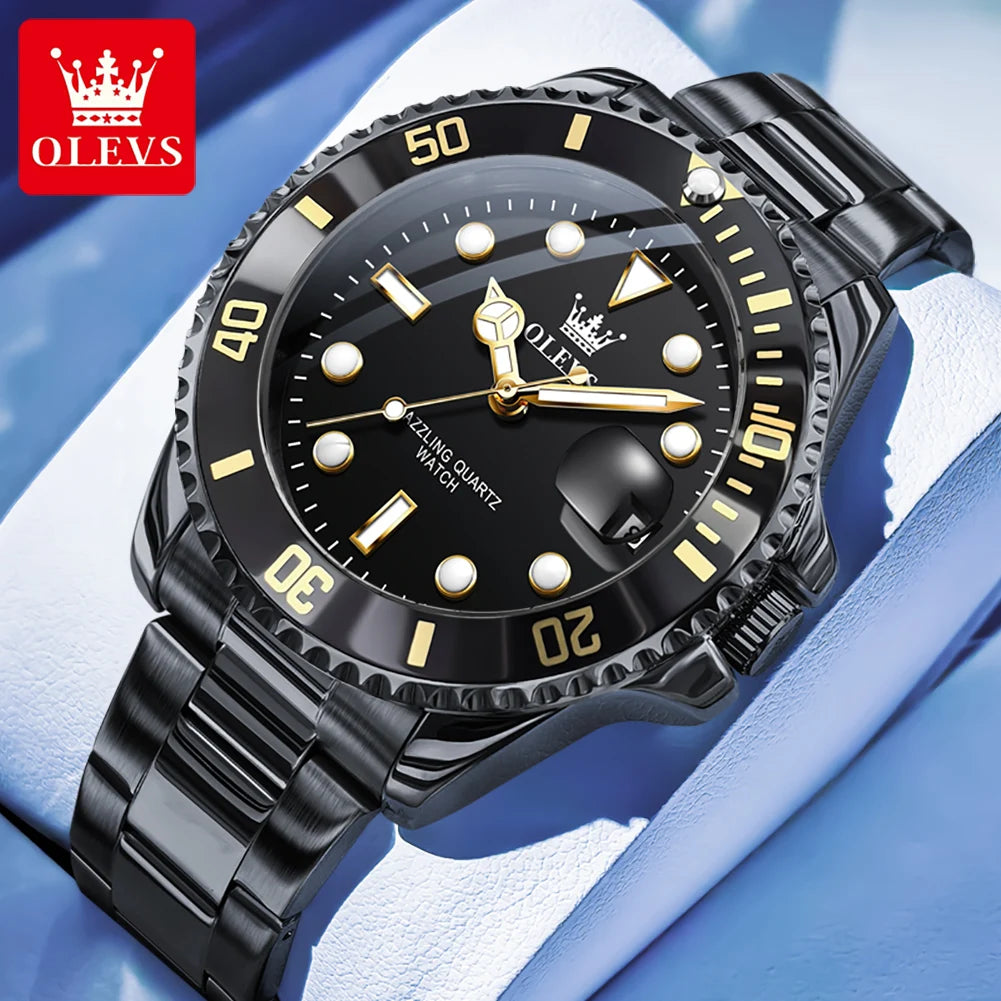 OLEVS 5885 Men's Watch - Original Brand, Waterproof, Stainless Steel, Automatic Date, Gifts