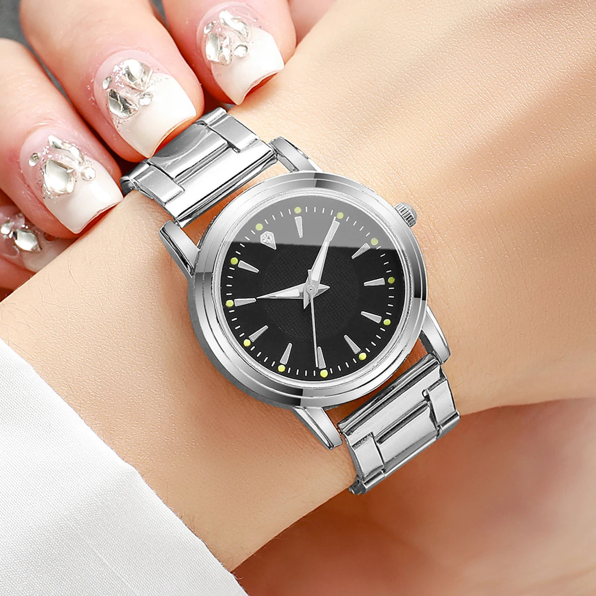 2pcs Couples Quartz Watch Set - Alloy, Numberless Dial, Fashion Casual, No Box
