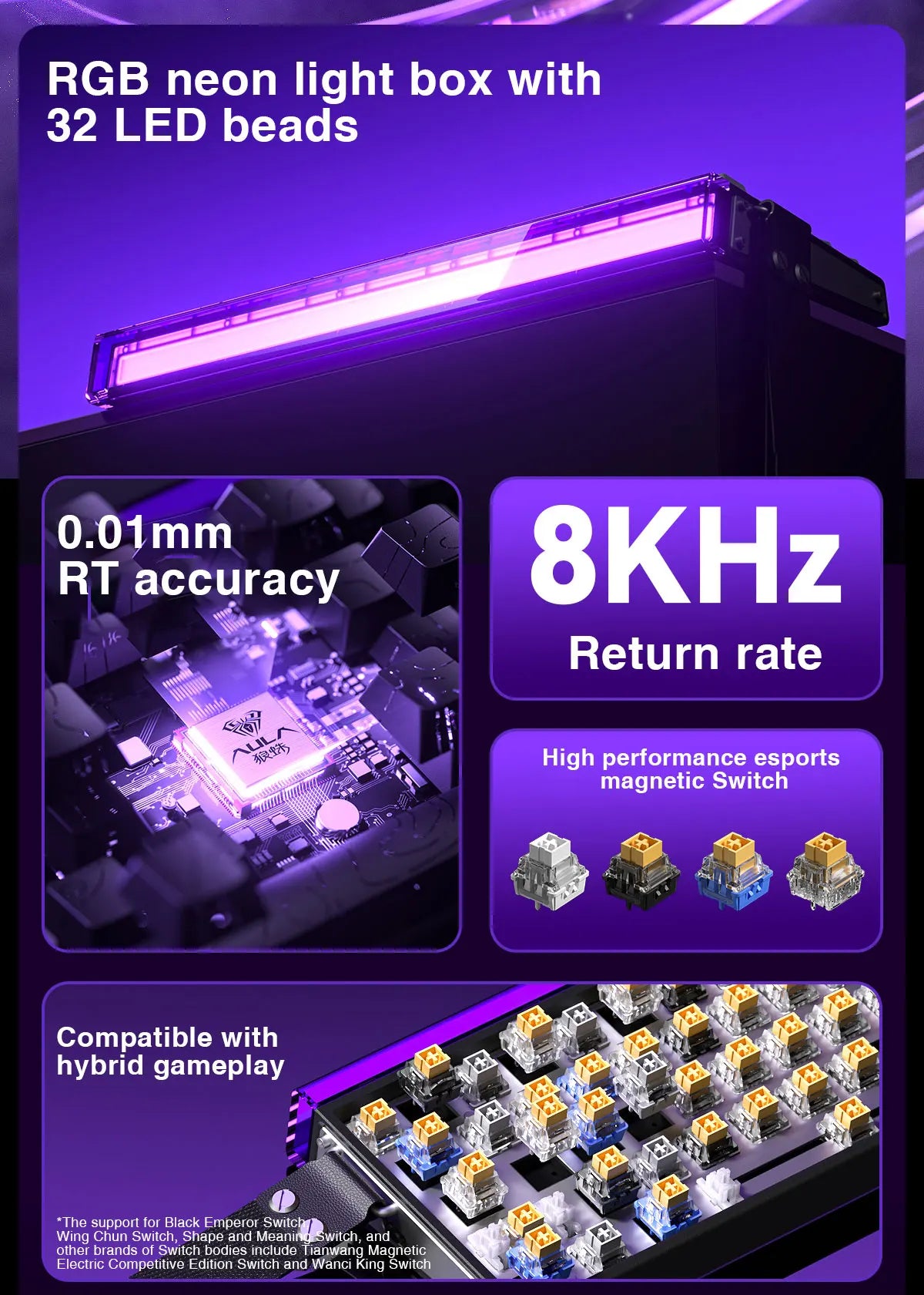 AULA HERO 68HE Magnetic Switch Keyboard - Rapid Trigger, 8K, Hot-Swap, RGB