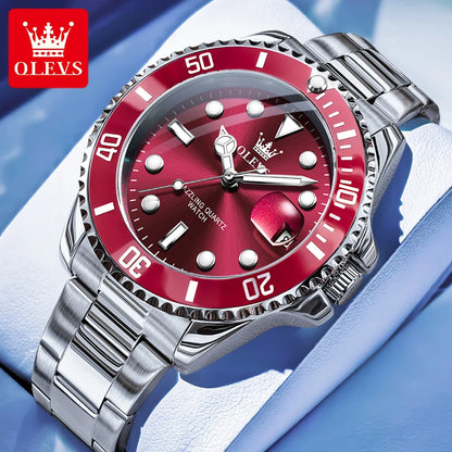 OLEVS 5885 Men's Watch - Original Brand, Waterproof, Stainless Steel, Automatic Date, Gifts