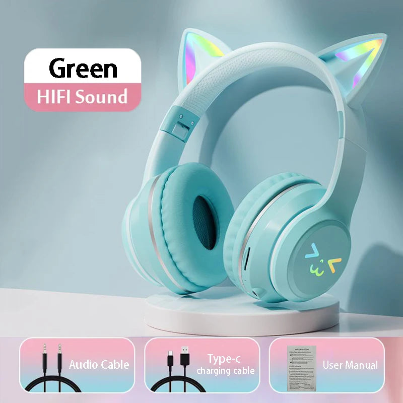 RGB Cat Ear Bluetooth Earphones 5.3 - Wireless Gaming Headset