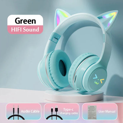 RGB Cat Ear Bluetooth Earphones 5.3 - Wireless Gaming Headset