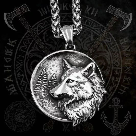 Viking Wolf Pendant Necklace