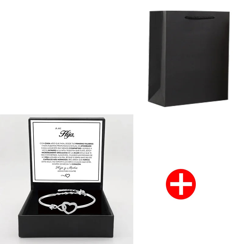To My Daughter Heart Bracelet - Infinity Symbol Gift Box Set