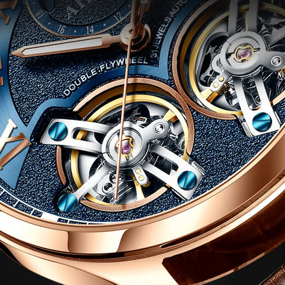 AILANG AL-8822 Double Flywheel Automatic Watch - Moon Phase, Transparent Back, Luxury