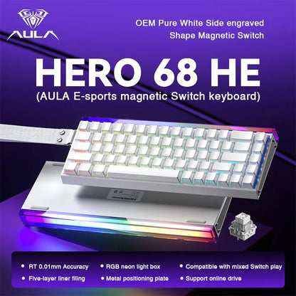 AULA HERO 68HE Magnetic Switch Keyboard - Rapid Trigger, 8K, Hot-Swap, RGB