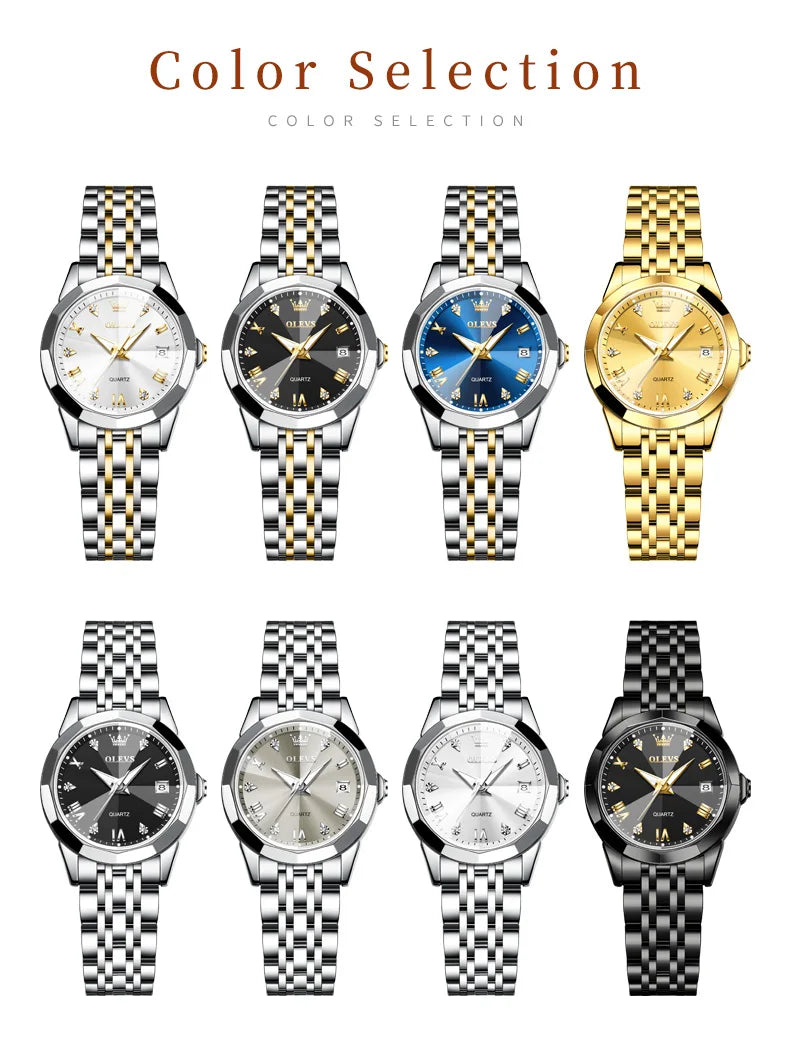 OLEVS 9931L Elegant Fashion Watch - Luxury, Waterproof, Stainless Steel, Luminous Date