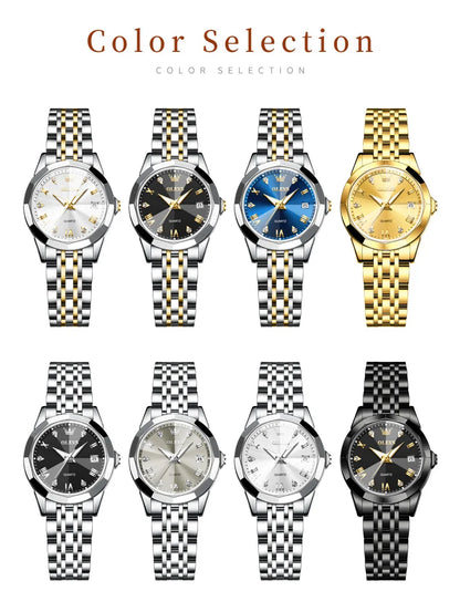OLEVS 9931L Elegant Fashion Watch - Luxury, Waterproof, Stainless Steel, Luminous Date