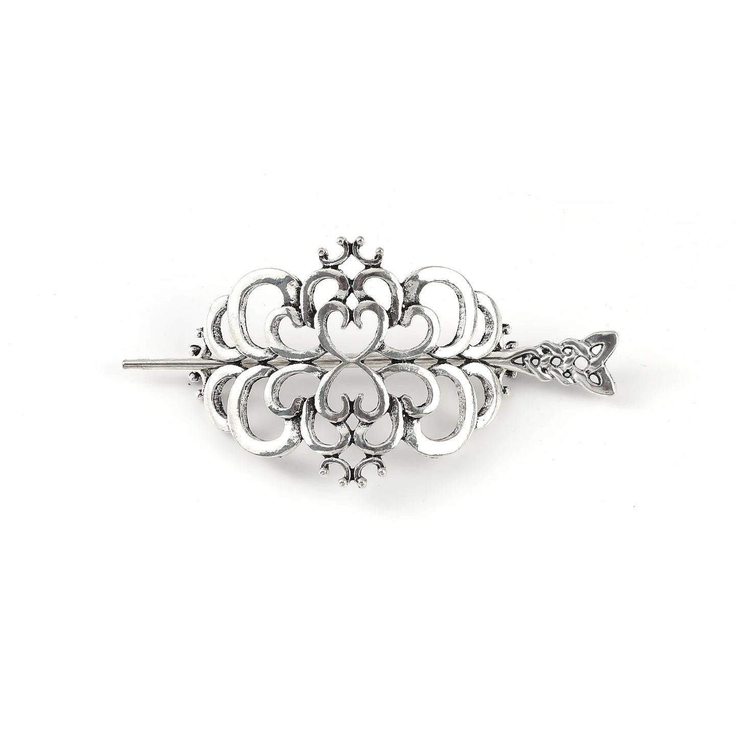 Celtic Knot Heart Hair Stick – Viking Irish Style, Metal Alloy, Silver