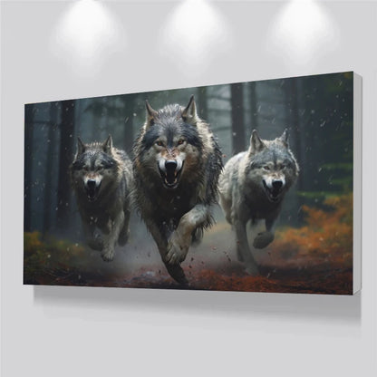 Running Wolf Canvas Poster - Waterproof Ink Spray Painting Wall Art