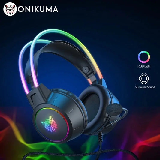 ONIKUMA X15 Pro RGB Cat Ear Gaming Headset - Wired with Mic for PC PS4